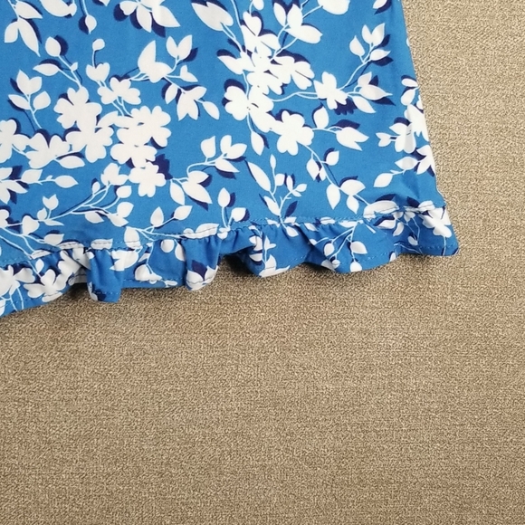 NWT Draper James Bright Floral Shift Dress SZ L XL Blue White Flounce Hem (D22) - Picture 8 of 11